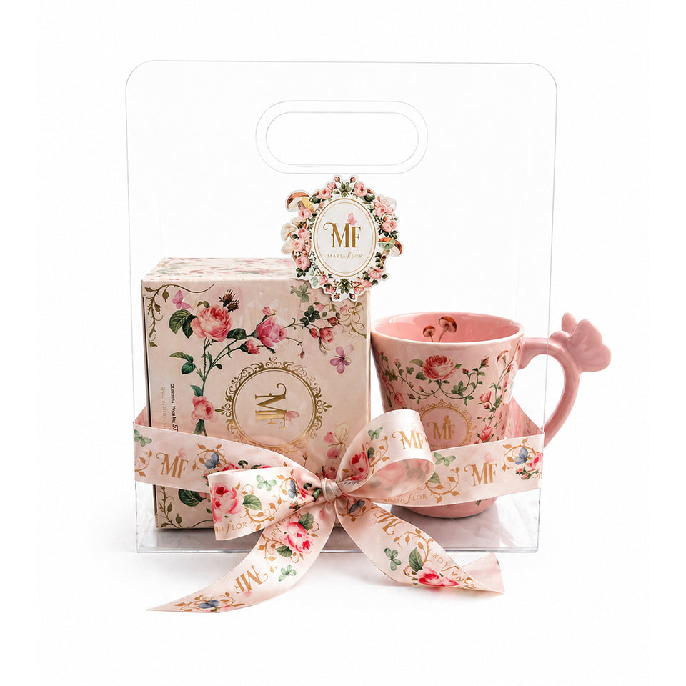 KIT BAG DE ACRÍLICO COM CHÁ DE INVERNO E CANECA